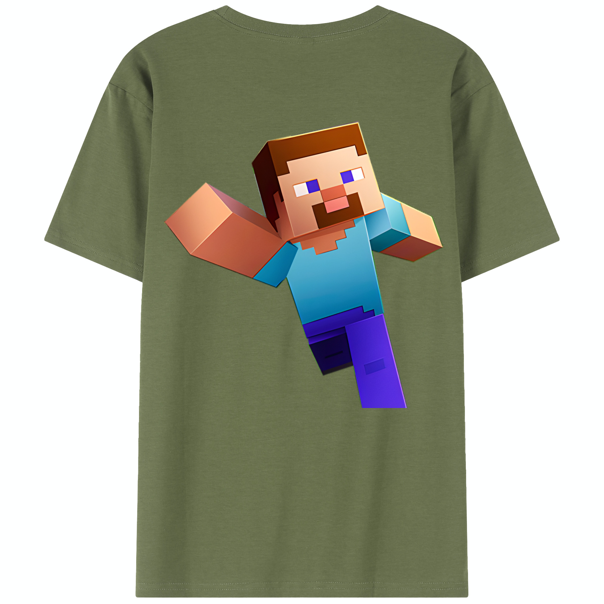 （画像用） マインクラフト ブロックの世界 Minecraft MC Block world 綿100％半袖Tシャツ（背面プリント）